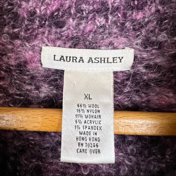 Laura Ashley Womens Sweater Size XL Purple Boucle Knit Long One Button Cardigan - Picture 15 of 16